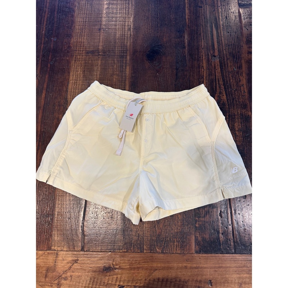 New Balance Made in USA Women Nylon Shorts Pale Yellow WS51541 DGL Medium NWT